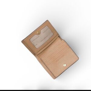 Michael Kors Women’s  Beige/Blush Leather Square Wallet Card Holder